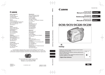 DC50 | DC230 | DC220 | Mode d'emploi | Canon DC51 Manuel utilisateur | Fixfr