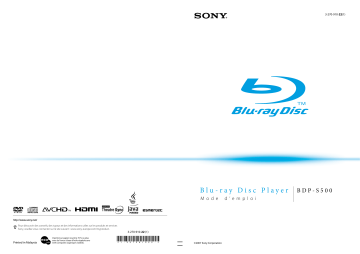 Manuel du propriétaire | Sony BDP-S500 Manuel utilisateur | Fixfr