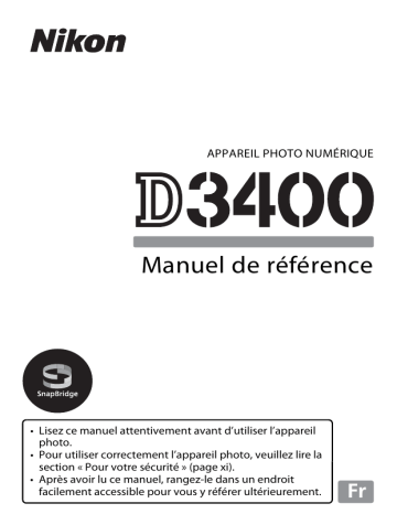 Nikon D3400 Manuel utilisateur | Fixfr