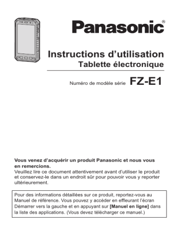 Mode d'emploi | Panasonic FZ-E1 Manuel utilisateur | Fixfr