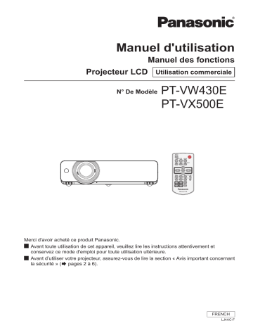 Manuel du propriétaire | Panasonic PT-VX500E Manuel utilisateur | Fixfr