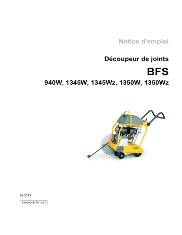 BFS 1350Wz | BFS 940W | BFS 1345W | BFS 1345Wz | Wacker Neuson BFS 1350W Floor Saw Manuel utilisateur | Fixfr