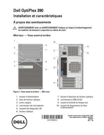 Dell OptiPlex 390 desktop Guide de démarrage rapide | Fixfr
