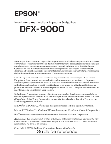 Manuel du propriétaire | Epson DFX-9000 Manuel utilisateur | Fixfr