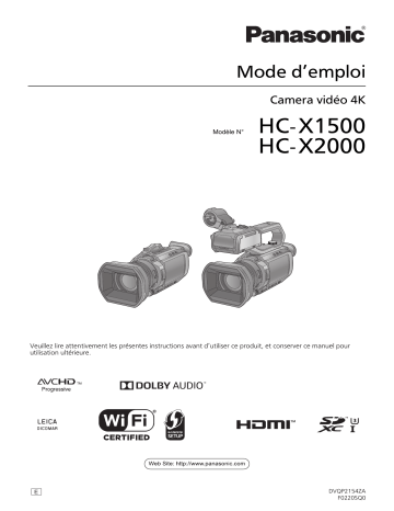 HC X1500 | Panasonic HC X2000 Mode d'emploi | Fixfr