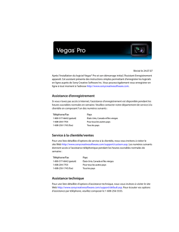Mode d'emploi | Sony Vegas Pro 8 Manuel utilisateur | Fixfr