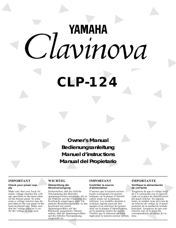 Manuel du propriétaire | Yamaha CLP-124 Manuel utilisateur | Fixfr