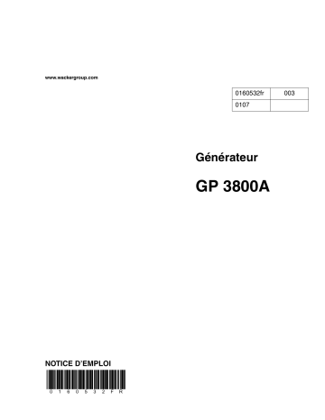Wacker Neuson GP3800A Portable Generator Manuel utilisateur | Fixfr