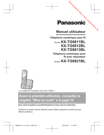 Manuel du propriétaire | Panasonic KX-TG6821 & KX-TG6821FR Manuel utilisateur | Fixfr