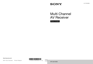 Manuel du propriétaire | Sony STR-DA3700ES Manuel utilisateur | Fixfr
