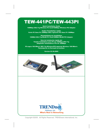 Trendnet TEW-441PC 108Mbps 802.11g Wireless PC Card Manuel utilisateur | Fixfr