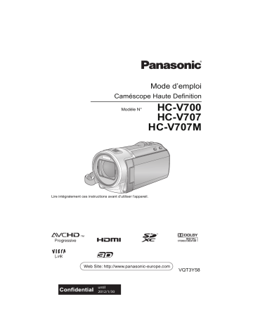 HC V707M | HC V707 | Panasonic HC V700 Mode d'emploi | Fixfr