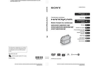 DCR-DVD110E | DCR DVD110E | DCR DVD115E | DCR DVD410E | DCR DVD310E | DCR DVD610E | DCR DVD810E | Sony DCR DVD710E Mode d'emploi | Fixfr