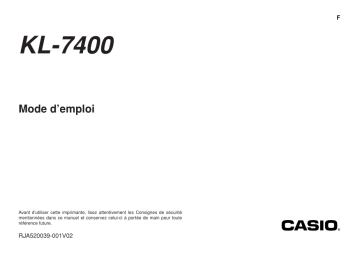 Manuel du propriétaire | Casio KL-7400 Manuel utilisateur | Fixfr