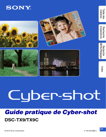 Cyber-Shot DSC TX9, TX9C | Mode d'emploi | Sony DSC-TX9 Manuel utilisateur | Fixfr