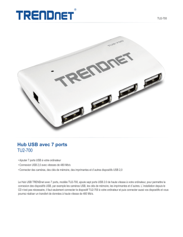Trendnet TU2-700 7-Port USB Hub Fiche technique | Fixfr