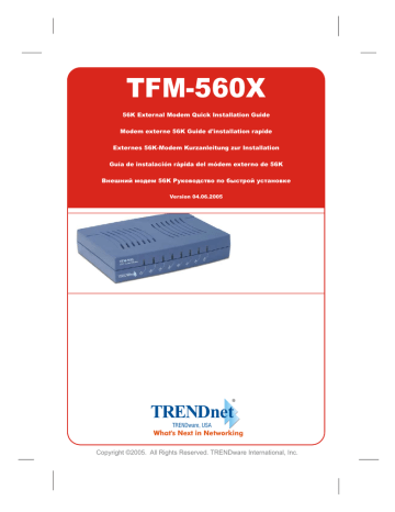 Trendnet TFM-560X 56K External Data/Fax/TAM Modem Manuel utilisateur | Fixfr