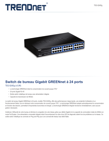 RB-TEG-S24Dg | Trendnet TEG-S24Dg 24-Port Gigabit GREENnet Desktop Switch Fiche technique | Fixfr