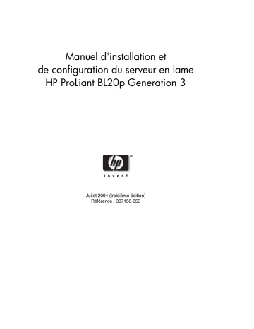 Manuel du propriétaire | HP PROLIANT BL20P G3 SERVER Manuel utilisateur | Fixfr
