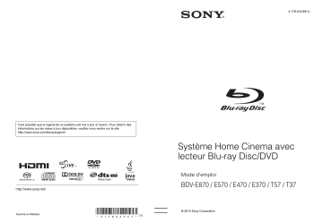 Manuel du propriétaire | Sony BDV-E370 Manuel utilisateur | Fixfr