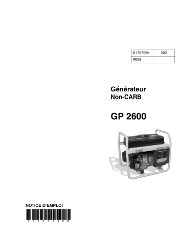 Wacker Neuson GP2600 Portable Generator Manuel utilisateur | Fixfr