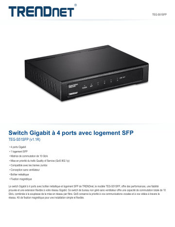 Trendnet TEG-S51SFP 4-Port Gigabit Switch Fiche technique | Fixfr