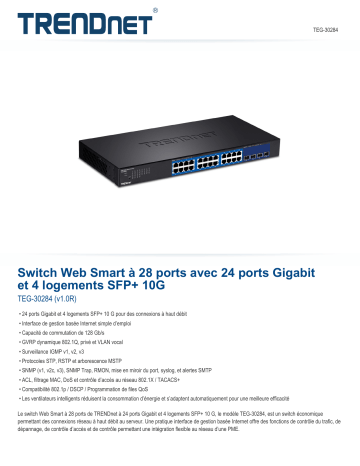 RB-TEG-30284 | Trendnet TEG-30284 28-Port Web Smart Switch Fiche technique | Fixfr