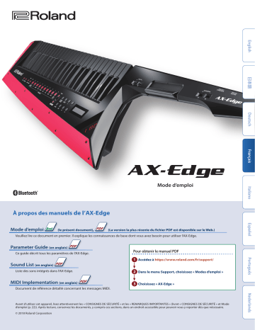 Roland AX-Edge Keytar Manuel du propriétaire | Fixfr