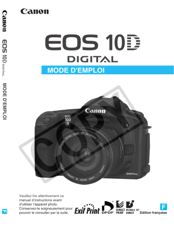 Manuel du propriétaire | Canon EOS-10D DIGITAL Manuel utilisateur | Fixfr