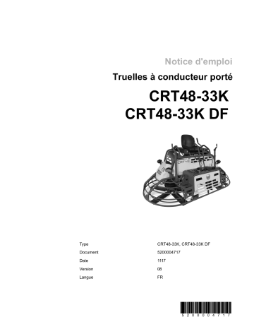 CRT48-33K DF | Wacker Neuson CRT48-33K Ride-on Trowel Manuel utilisateur | Fixfr