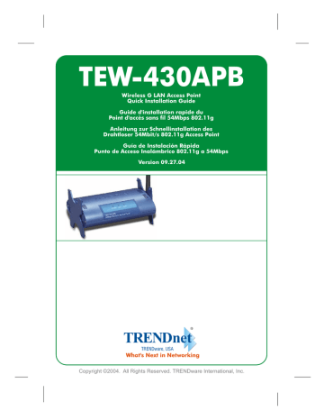 Trendnet TEW-430APB 54Mbps 802.11g Wireless Access Point Manuel utilisateur | Fixfr