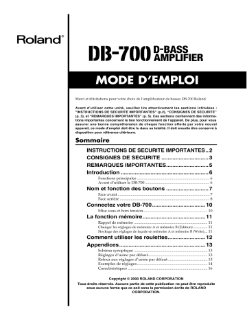 Manuel du propriétaire | Roland DB-700 Manuel utilisateur | Fixfr