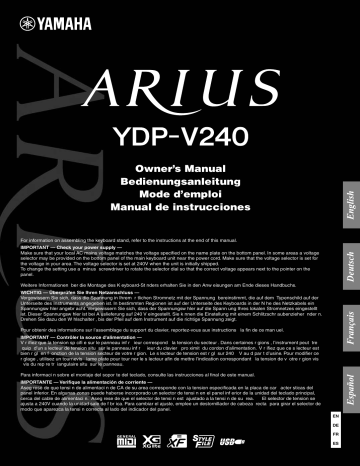 Manuel du propriétaire | Yamaha ARIUS YDP-V240 Manuel utilisateur | Fixfr