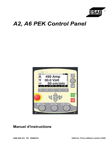 A6 PEK Control Panel | ESAB A2 Manuel utilisateur | Fixfr