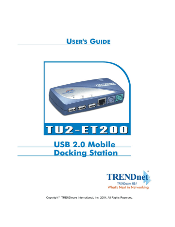 Trendnet TU2-ET200 USB Mobile Docking Station Manuel utilisateur | Fixfr