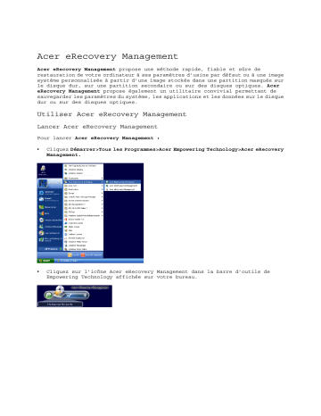 Manuel du propriétaire | Acer ERECOVERY MANAGEMENT Manuel utilisateur | Fixfr