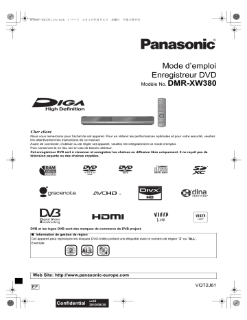 Manuel du propriétaire | Panasonic DMR-XW380 Manuel utilisateur | Fixfr