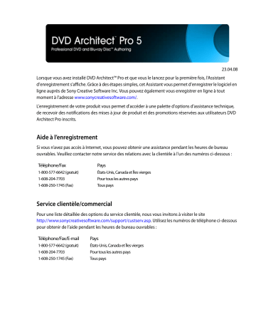 Sony DVD Architect Pro 5.0 Mode d'emploi | Fixfr