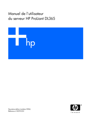 Manuel du propriétaire | HP PROLIANT DL365 SERVER Manuel utilisateur | Fixfr
