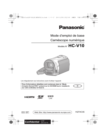 Panasonic HC V10 Mode d'emploi | Fixfr