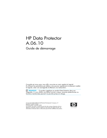 Manuel du propriétaire | HP DATA PROTECTOR V6.1 SOFTWARE Manuel utilisateur | Fixfr