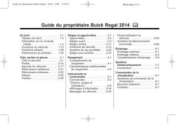 Buick Regal 2010-2014 Manuel du propriétaire | Fixfr