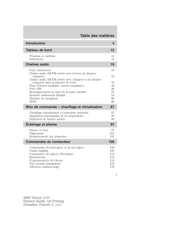 Ford Taurus 2008-2009 Manuel du propriétaire | Fixfr