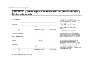 Honda Accord 2008-2012 Manuel du propriétaire | Fixfr