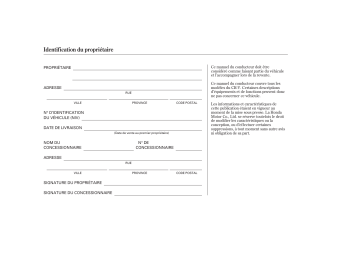 Honda CR-V 2006-2011 Manuel du propriétaire | Fixfr