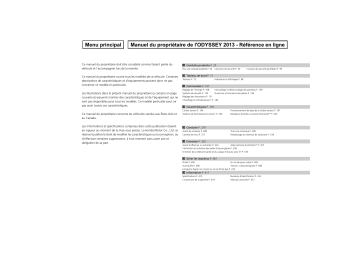 Honda Odyssey 2010-2014 Manuel du propriétaire | Fixfr