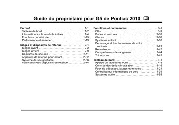 Pontiac G5 2005-2009 Manuel du propriétaire | Fixfr