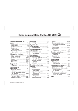 Pontiac G8 2008-2009 Manuel du propriétaire