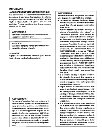 Suzuki Baleno 1995-2001 Manuel du propriétaire | Fixfr