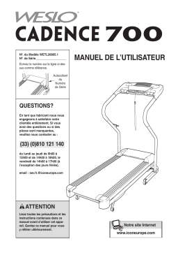 Weslo Cadence 700 Treadmill Manuel utilisateur